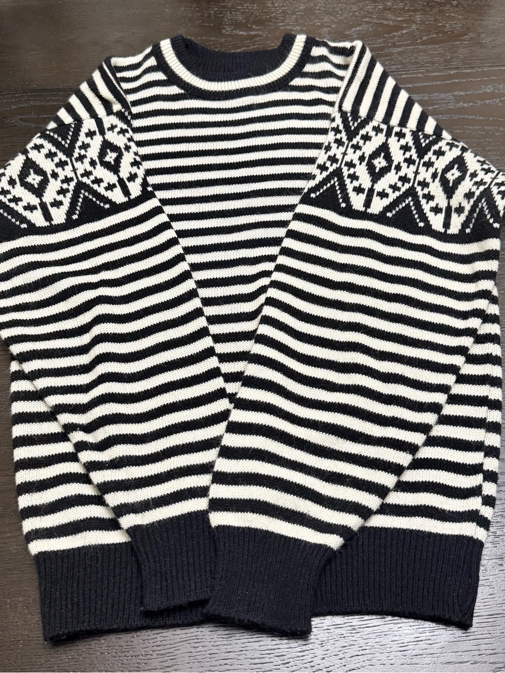 Vintage 80s Le Tigre Striped Geometric Knit Sweater - Made in USA - Size L